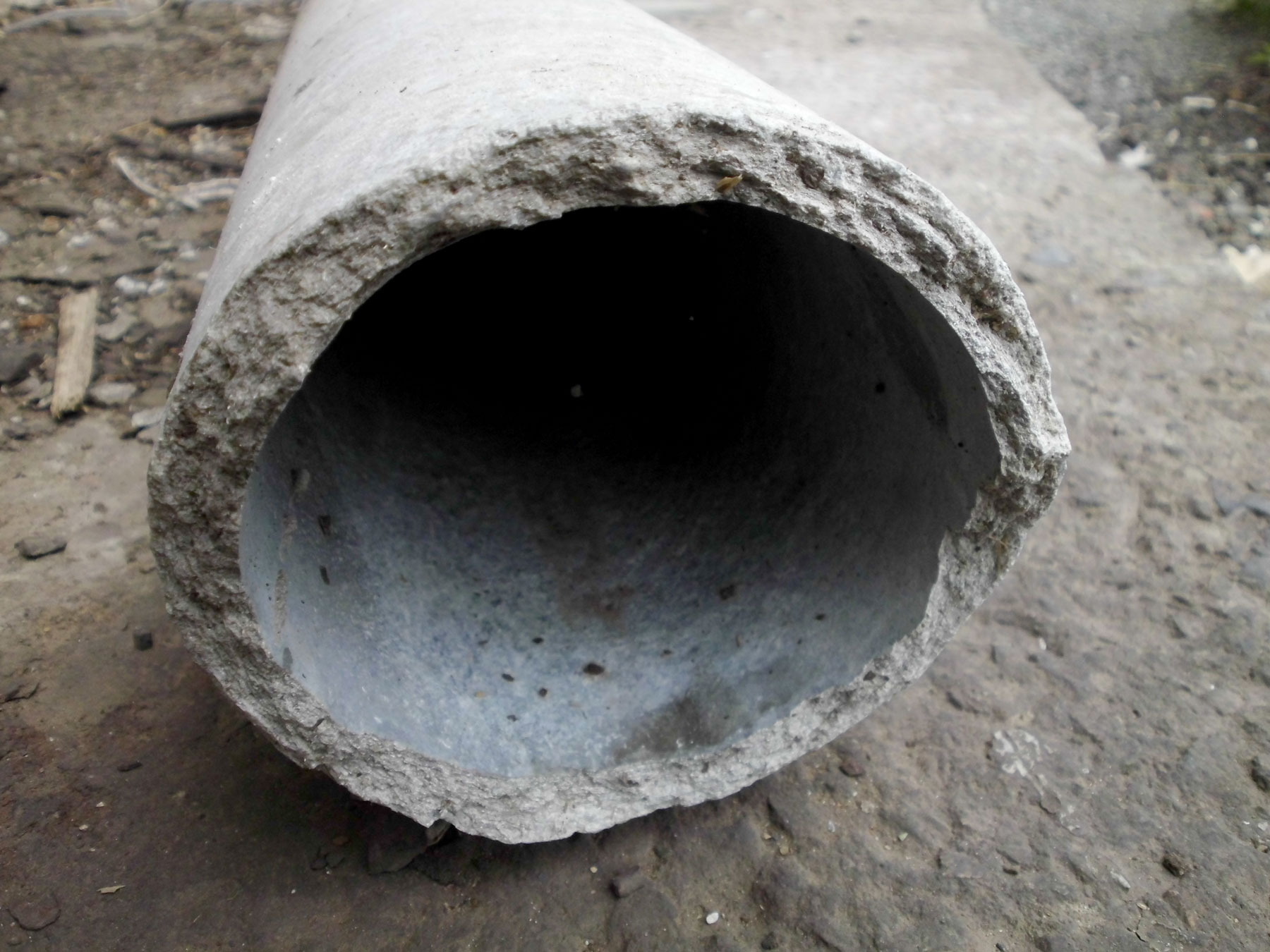 Cross-section of an asbestos cement pipe